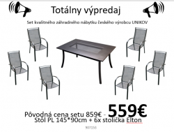 Záhradný set,  Stôl PL 145*90cm + 6x stolièka Elton