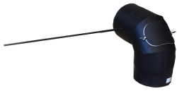 Koleno 130/90� oce�ov�, s pred�enou klapkou a �istiacim otvorom